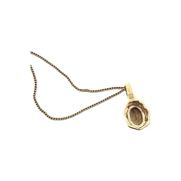 Vintage Yellow Quartz Gemstone Pendant Necklace Vermeil Gold 925 SterlingSilver - Picture 11 of 17